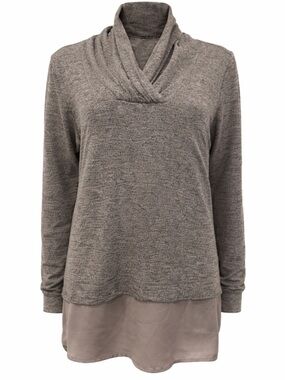 Papillon Blanc Layered Tunic Top | Cowl Neck | Soft Knit | Size Small
